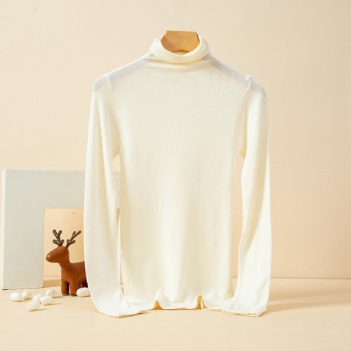 Soft Intimate Turtleneck Stretchy Thermal Underwear, Comfortable Solid Color Long Sleeve Slim Fit Top, Women's Clothing